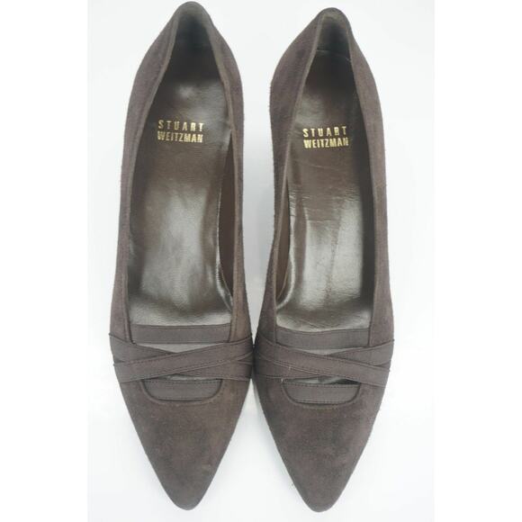 Stuart Weitzman brown Suede Bandexsvelt Pointed Toe Heel Pumps Size 7 New $385 - Picture 9 of 11
